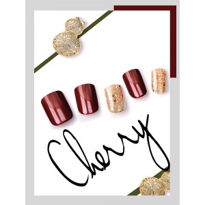 CLASSIC RED & Gold SEQUINS TIPS NAIL