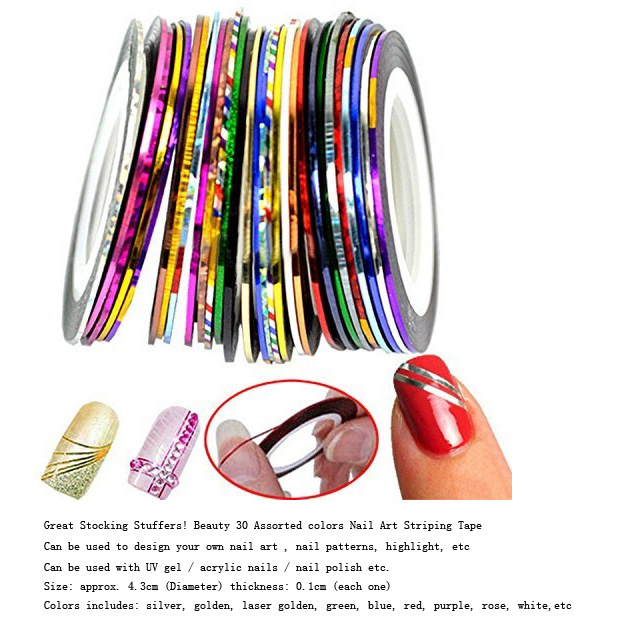 Newly Arrival Nails Art Rivet Gold Charms Nails Accessories - ASSORTED COLORS NAIL ART STRIPING TAPE – Rainbow